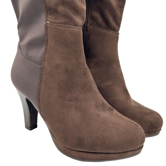 Lane Bryant Shoes - Lane Bryant Brown Faux Suede Knee-High Heeled Boots 8W